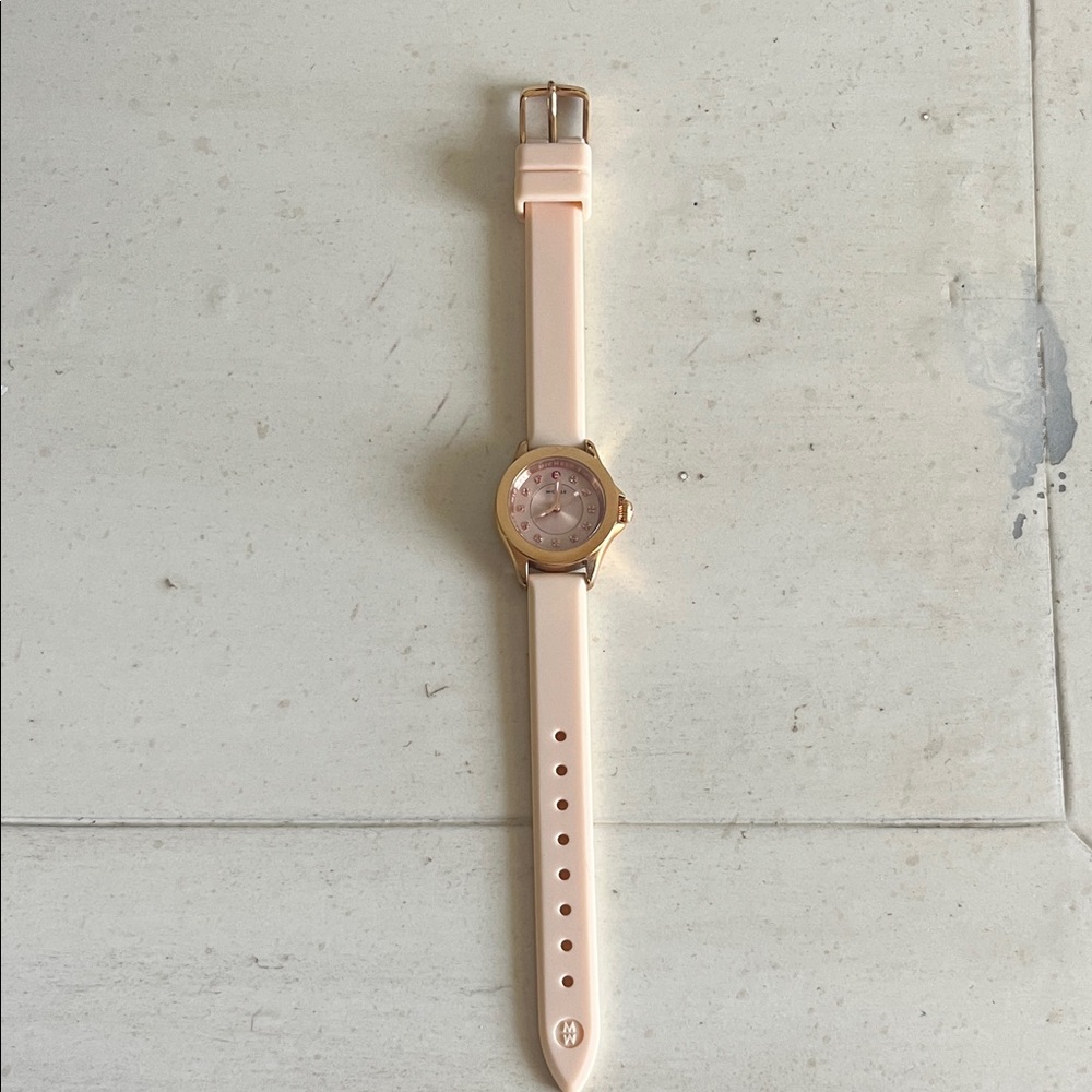 Michele Rose Gold Silicone Strap Watch